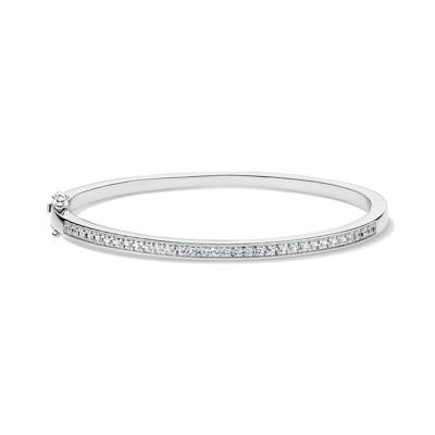 Lab-Created White Sapphire Bangle Bracelet in Sterling Silver