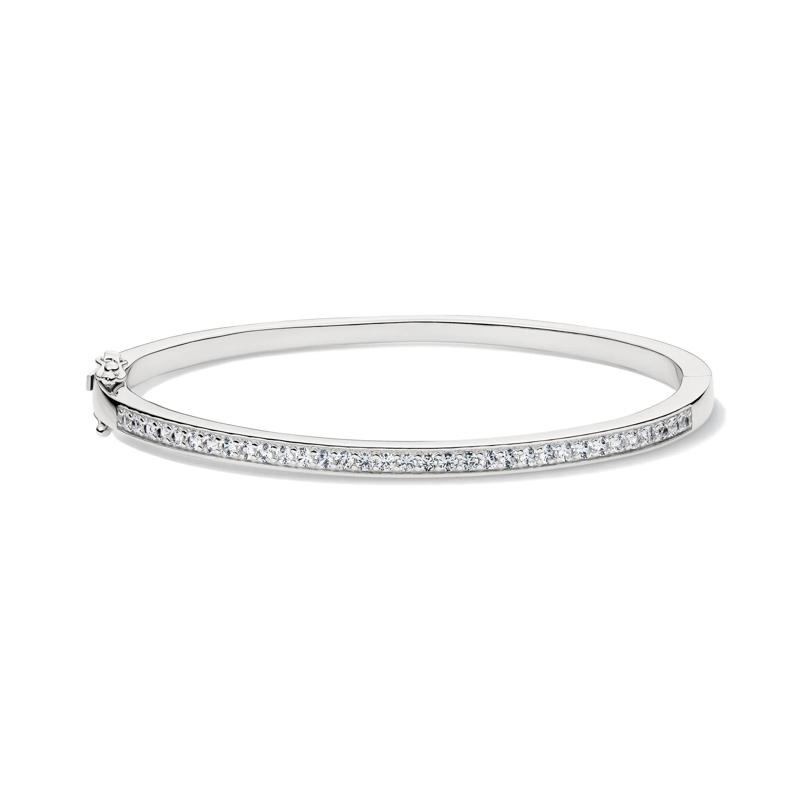 Lab-Created White Sapphire Bangle Bracelet in Sterling Silver – Image 1 of 2