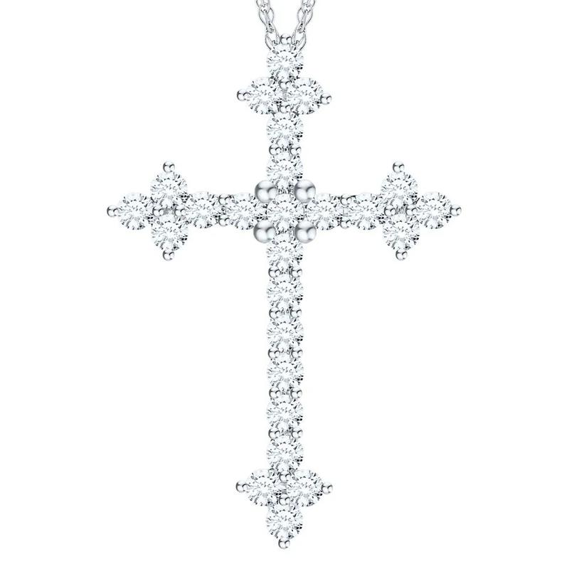 1 ct. tw. Diamond Cross Pendant in 10K White Gold – Image 1 of 1