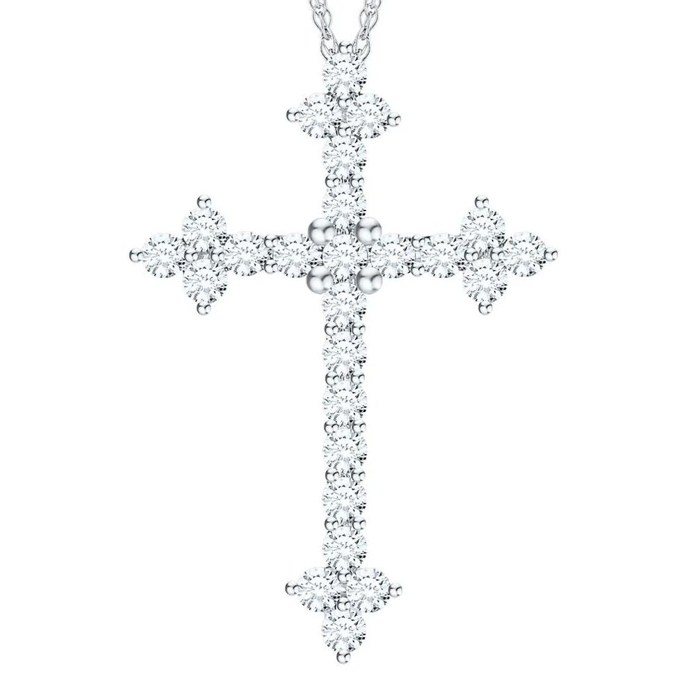 1 ct. tw. Diamond Cross Pendant in 10K White Gold – Image 1 of 1