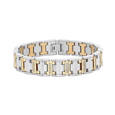 Men's Diamond Two-Tone Diamond Link Bracelet in Stainless Steel, 8.5" (1/2 ct. tw.)