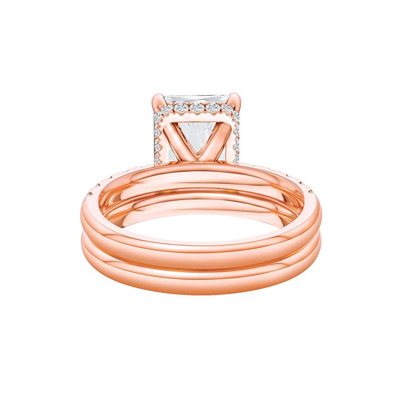 Lab Grown Diamond Radiant-Cut Bridal Set in 14K Rose Gold (5 ct. tw.) – Image 4 of 5