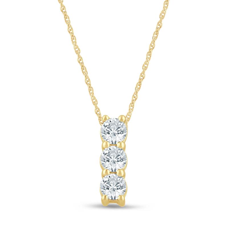 Lab Grown Diamond Three-Stone Pendant in 10K Yellow Gold &#40;5/8 ct. tw.&#41; – Image 1 of 3