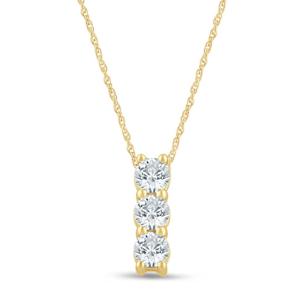 Lab Grown Diamond Three-Stone Pendant in 10K Yellow Gold (5/8 ct. tw.) – Image 1 of 3