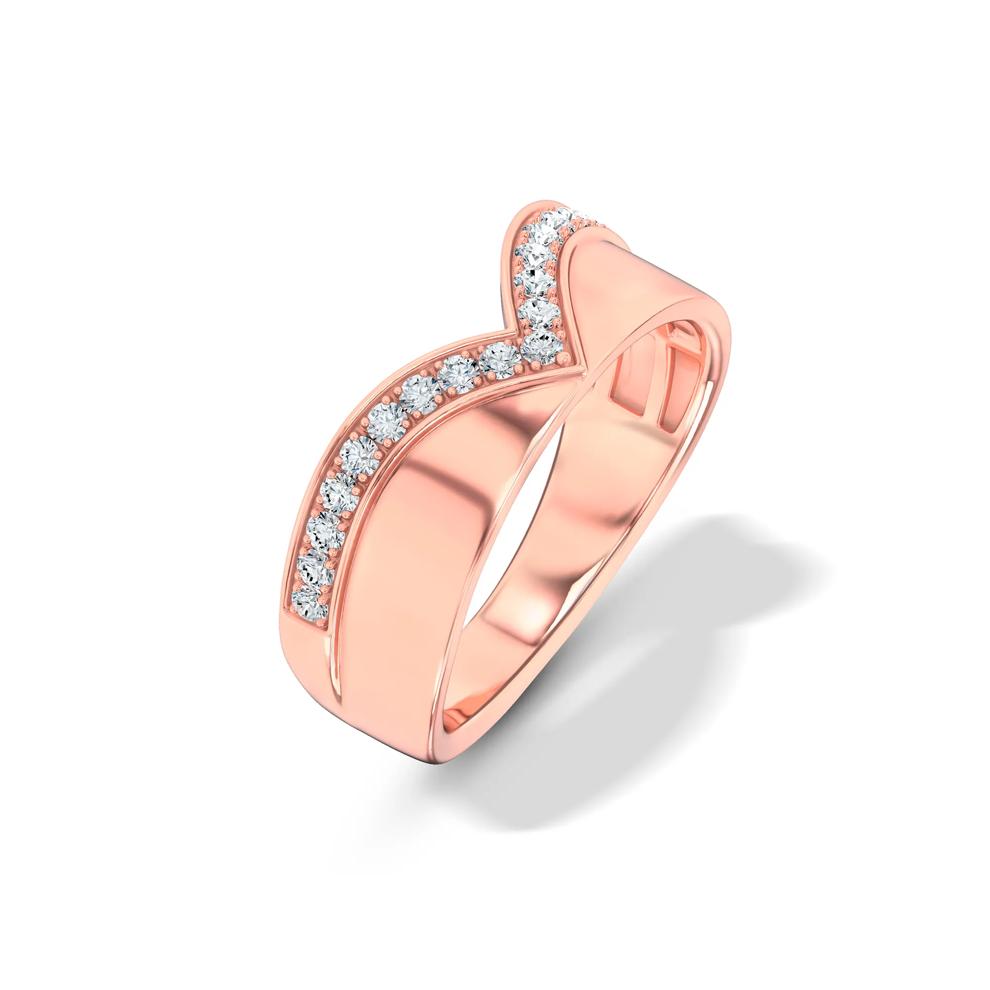 Lab Grown Diamond Wide Chevron Band in 10K Rose Gold (1/4 ct. tw.) – Image 4 of 4