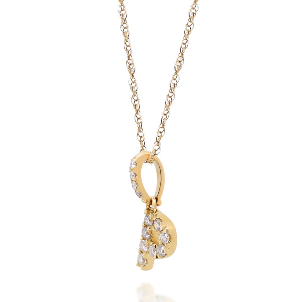 Diamond P Initial Pendant in 10K Yellow Gold (1/10 ct. tw.)  – Image 2 of 4