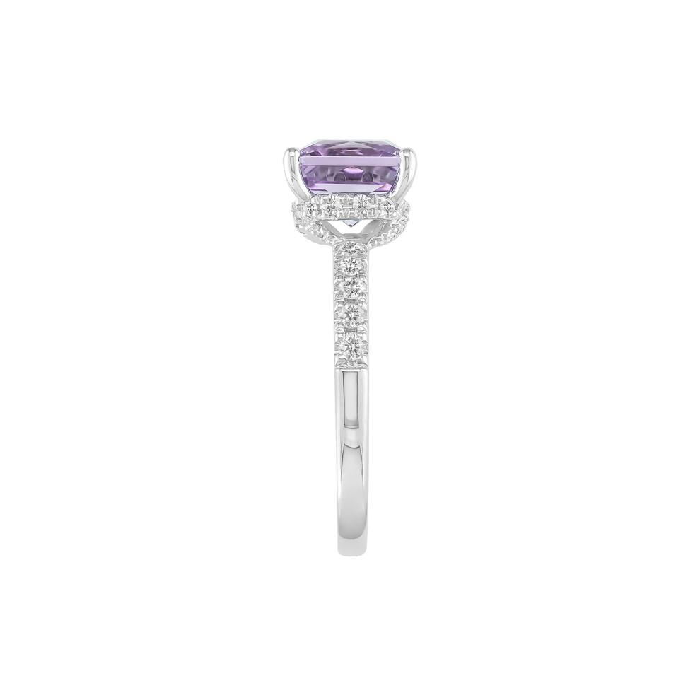 Radiant-Cut Amethyst and Diamond Ring in 14K White Gold (1/3 ct. tw.)  – Image 3 of 3