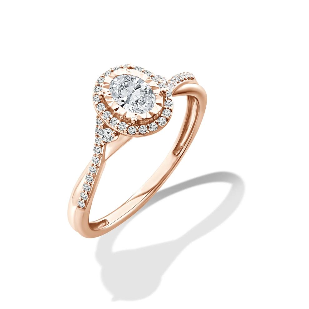 Lab Grown Diamond Oval Halo Center Twist-Shank Promise Ring in 10K Rose Gold (1/2 ct. tw.) – Image 4 of 4
