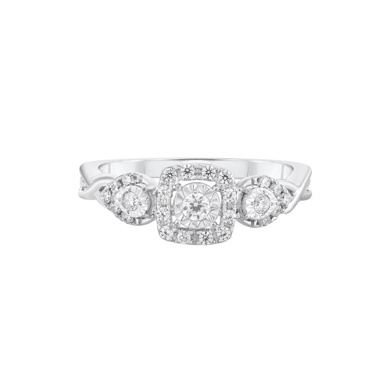 Three-Stone Diamond Engagement Ring in 10K White Gold &#40;1/4 ct. tw.&#41; – Image 1 of 3