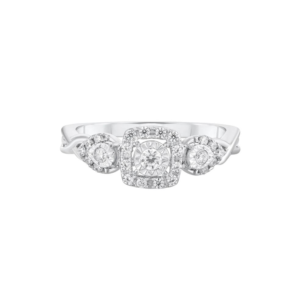 Three-Stone Diamond Engagement Ring in 10K White Gold (1/4 ct. tw.) – Image 1 of 3