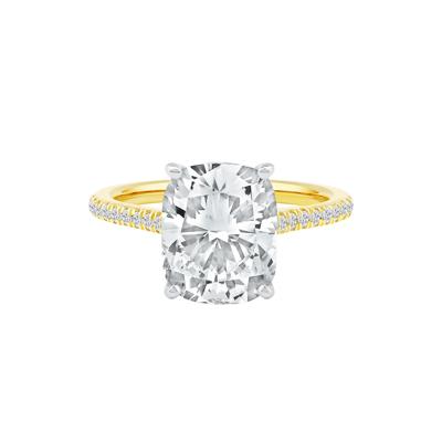 Lab Grown Diamond Cushion-Cut Engagement Ring in 14K Yellow and White Gold (5 1/3 ct. tw.)
