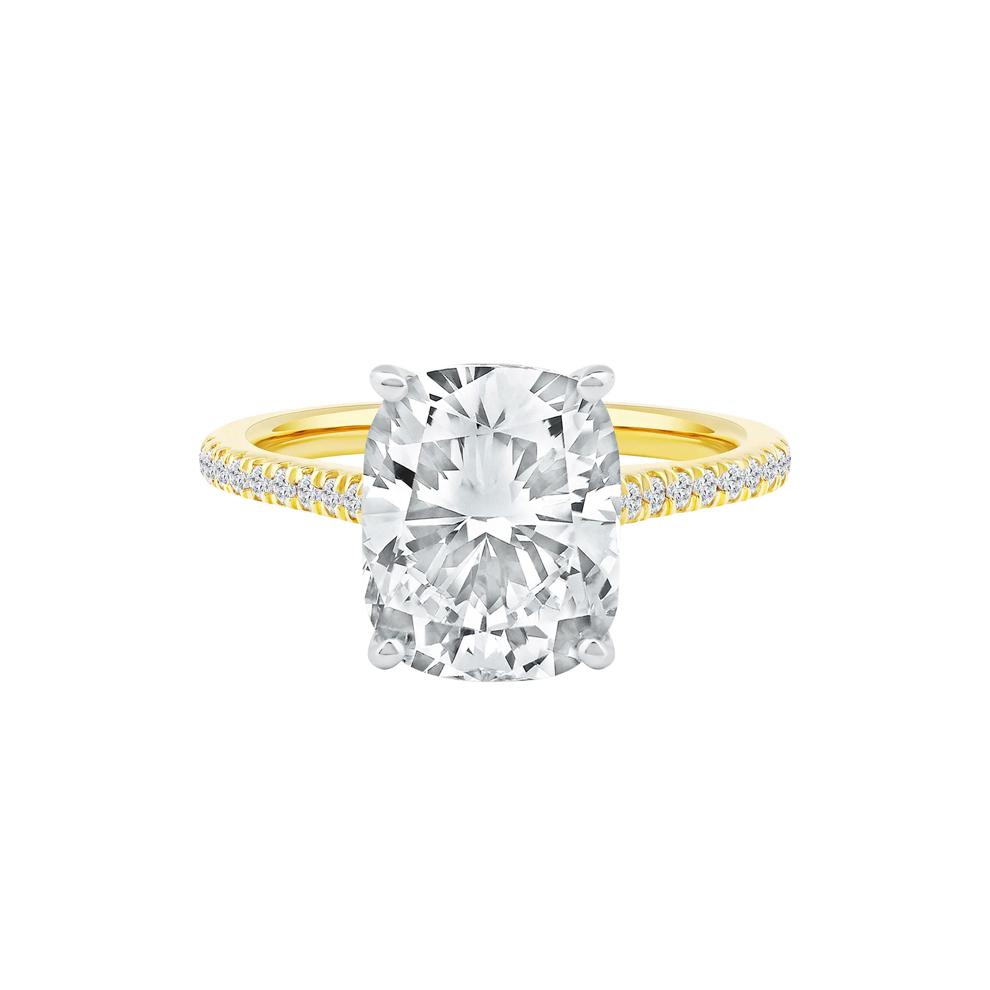 Lab Grown Diamond Cushion-Cut Engagement Ring in 14K Yellow and White Gold (5 1/3 ct. tw.) – Image 1 of 4