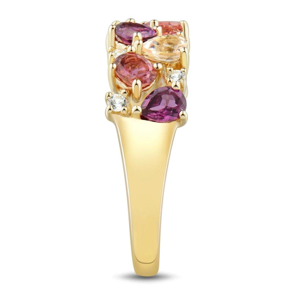 Multi-Shape Pink Morganite, Pink Tourmaline, Red Garnet and White Topaz Ring in 10K Yellow Gold – Image 3 of 3