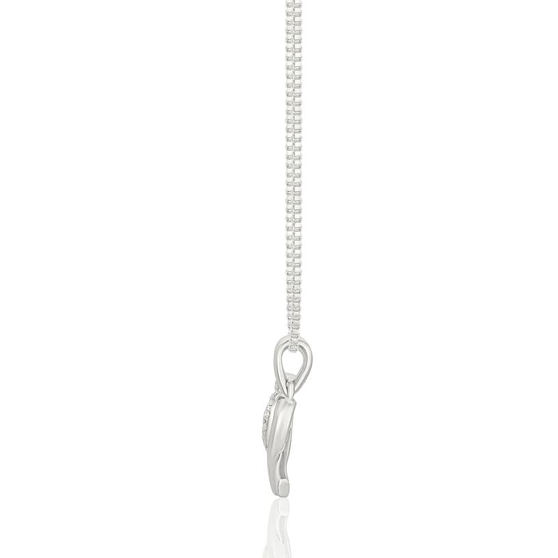 Diamond Heart Ribbon Charm Pendant in Sterling Silver &#40;1/10 ct. tw.&#41; – Image 2 of 3