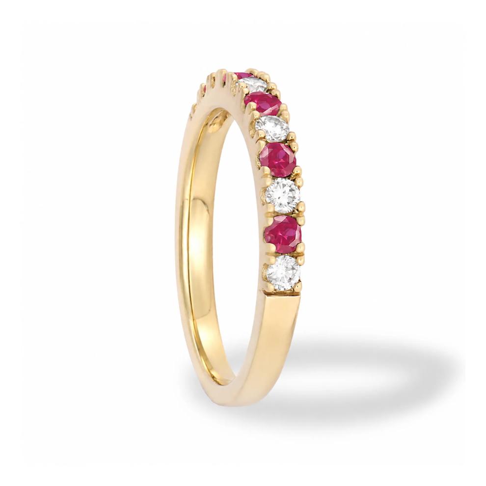 Ruby &amp; Diamond Band in 10K Yellow Gold (1/4 ct. tw.) – Image 2 of 4