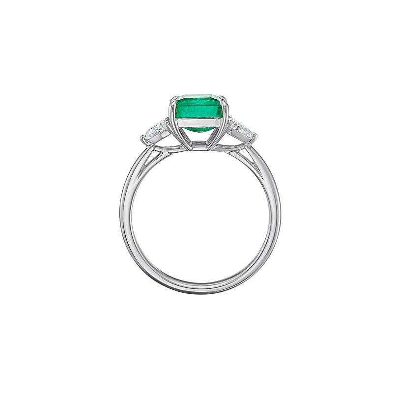 Emerald &amp; Diamond Ring in 14K White Gold &#40;1/3 ct. tw.&#41; – Image 2 of 3