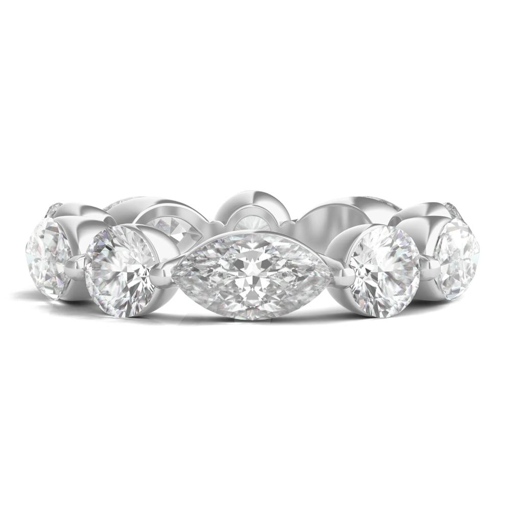 Round and Marquise-Cut Diamond Eternity Band in 14k White Gold (5 ct. tw.)  – Image 1 of 3