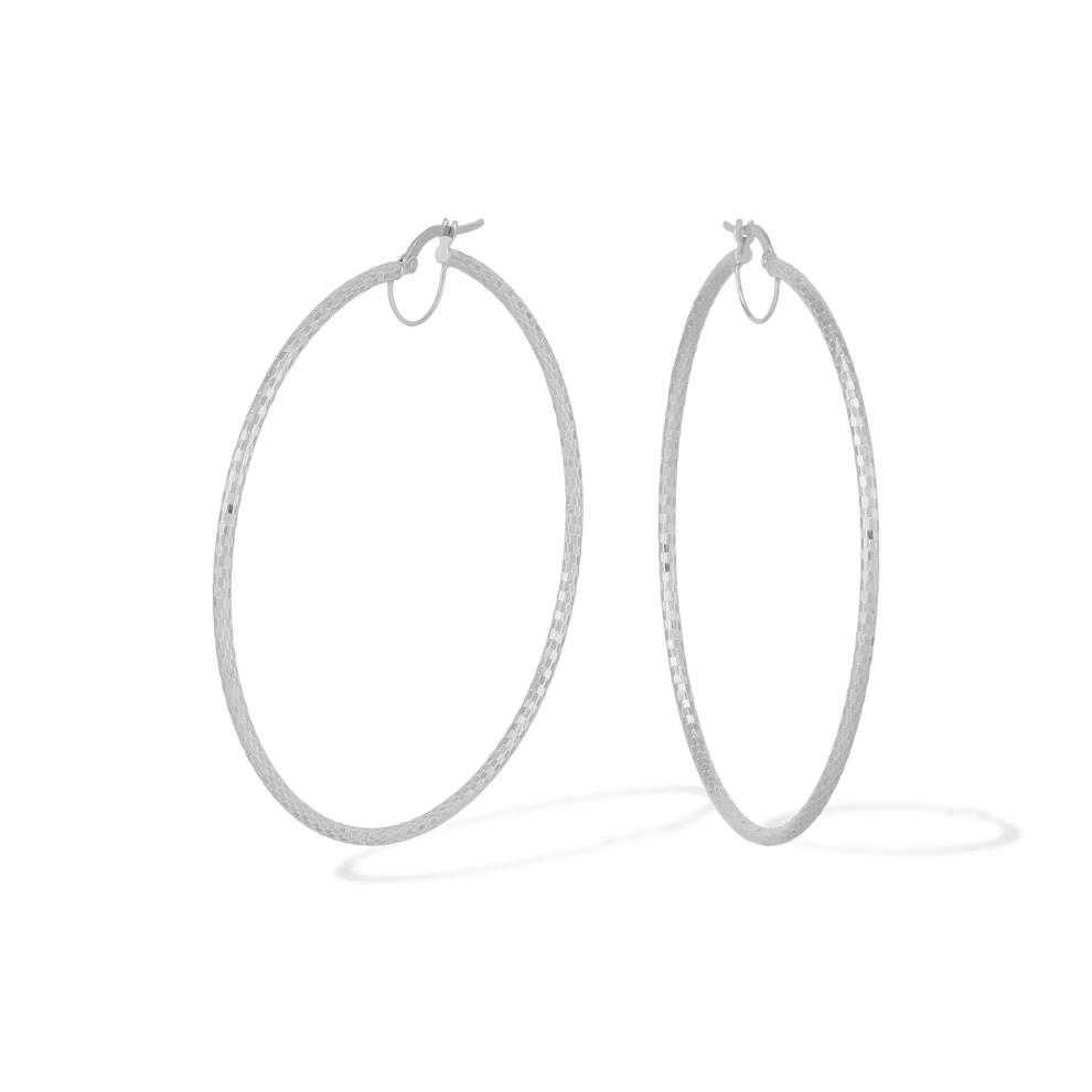 Tube Hoop Earrings in 10K White Gold, 64x64MM – Image 1 of 2