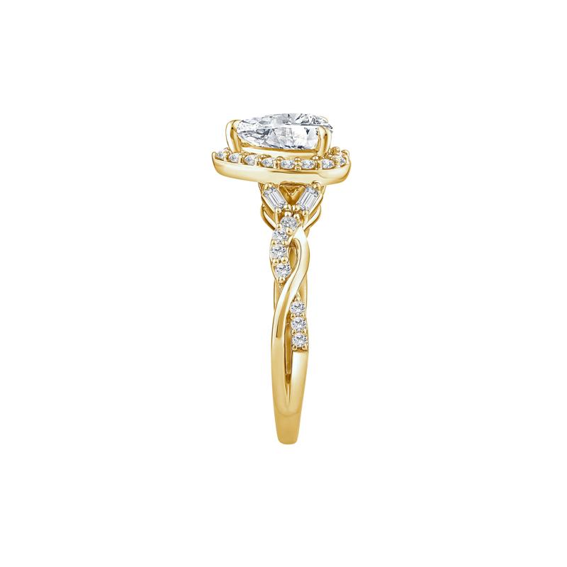 Lab Grown Diamond Pear-Shaped Halo Engagement Ring in 10K Yellow Gold &#40;1 ct. tw.&#41; – Image 3 of 3