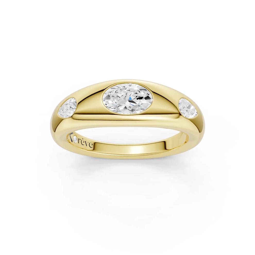 Lab Grown Diamond Oval &amp; Pear-Shaped Ring in 14K Yellow Gold (3/4 ct. tw.) – Image 1 of 4