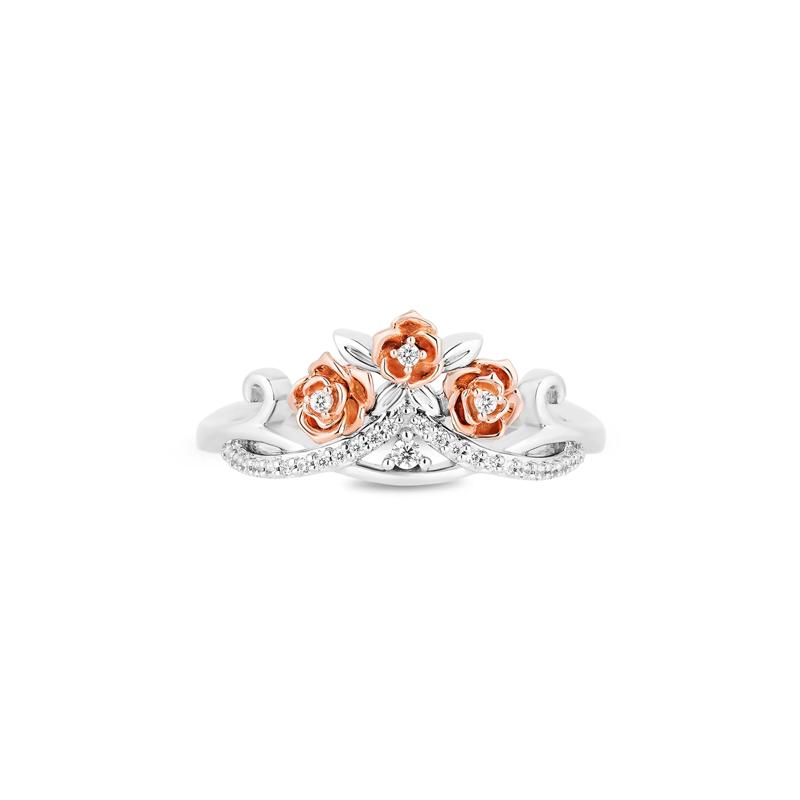 Diamond Rose Tiara &quot;Belle&quot; Ring in Sterling Silver &amp; 10K Rose Gold &#40;1/10 ct. tw.&#41; – Image 1 of 4
