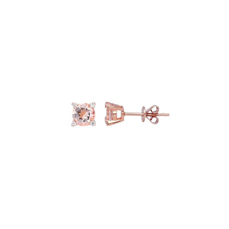 Morganite &amp; Diamond Earrings in 10K Rose Gold – Image 1 of 1