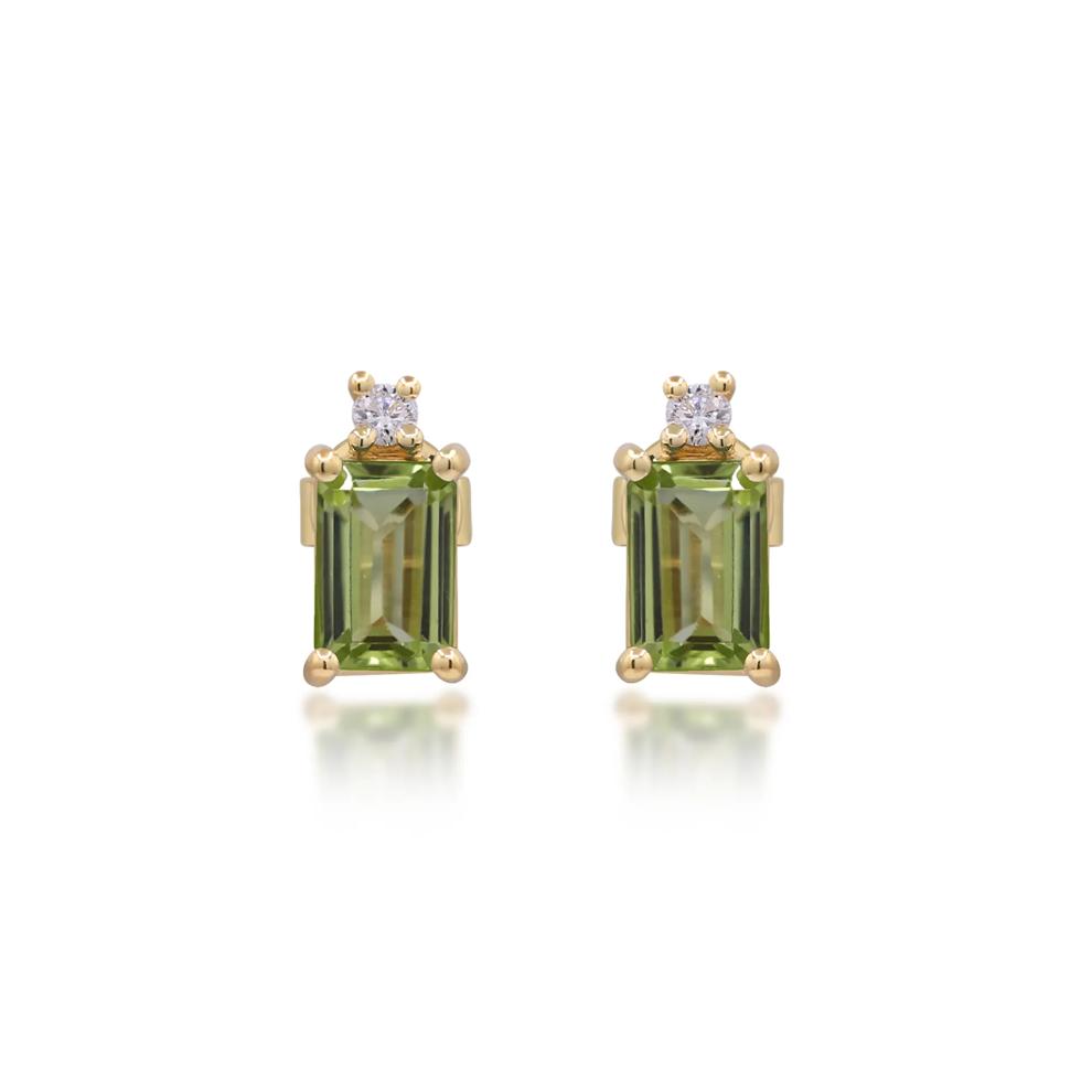 Peridot and Diamond Accent Earrings in 10K Yellow Gold – Image 2 of 3