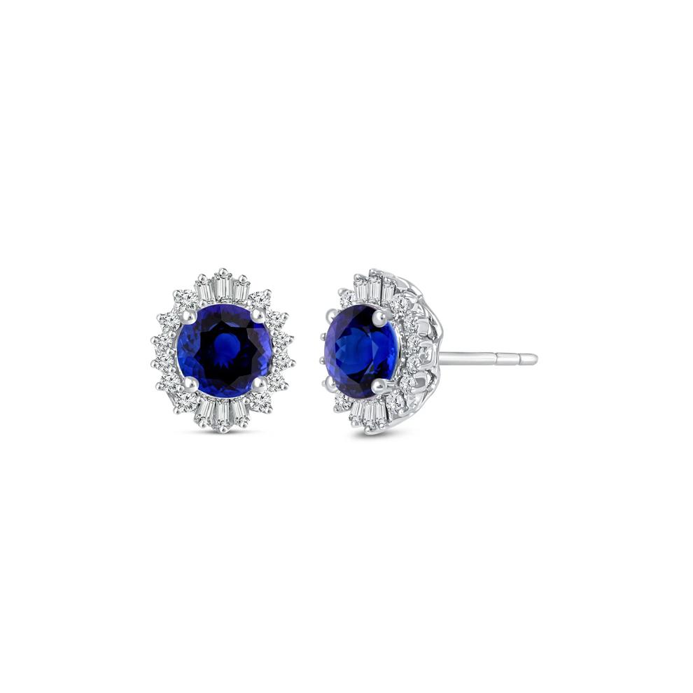 Tanzanite &amp; Diamond Halo Stud Earrings in 10K White Gold (1/5 ct. tw.) – Image 2 of 2