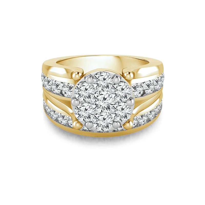 Lab Grown Multi-Diamond Engagement Ring Set in 10K Yellow Gold &#40;3 ct. tw.&#41; – Image 1 of 4