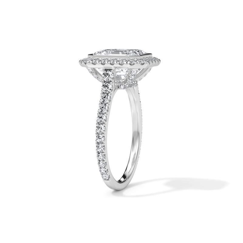 Lab Grown Diamond Asscher-Cut Halo Engagement Ring in Platinum &#40;4 3/4 ct. tw.&#41;  – Image 3 of 4