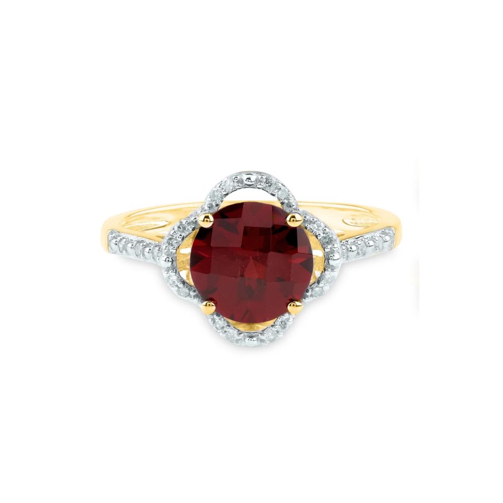 Checkerboard-Cut Gemstone Ring in 10K Gold (1/10 ct. tw.) – Image 1 of 1