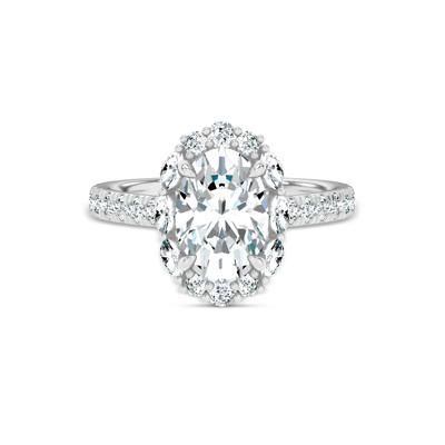 Lab Grown Diamond Oval Halo Engagement Ring in 14K White Gold (3 ct. tw.)
