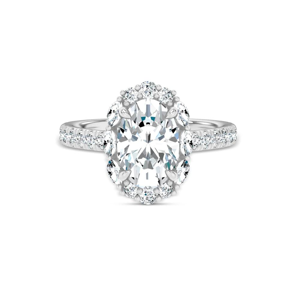 Lab Grown Diamond Oval Halo Engagement Ring in 14K White Gold (3 ct. tw.) – Image 1 of 4