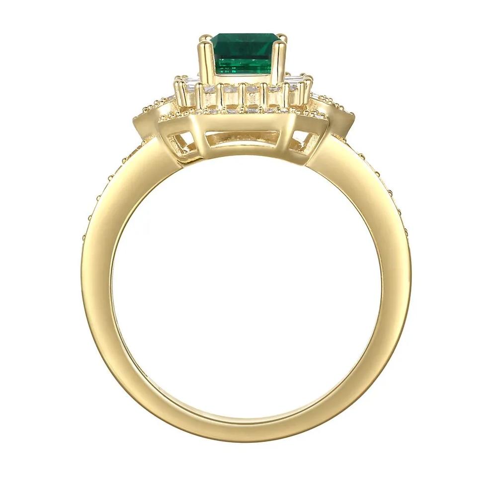 Emerald &amp; 3/8 ct. tw. Diamond Ring in 10K Yellow Gold – Image 3 of 4