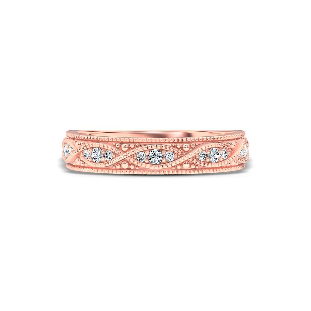 Lab Grown Diamond Vintage Anniversary Band in 10K Rose Gold (1/7 ct. tw.) – Image 1 of 4