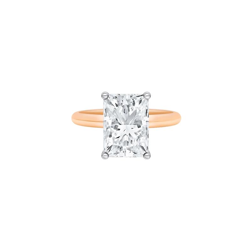 Lab Grown Diamond Radiant-Cut Solitaire Ring in 14K Rose &amp; White Gold &#40;4 ct.&#41; – Image 1 of 4