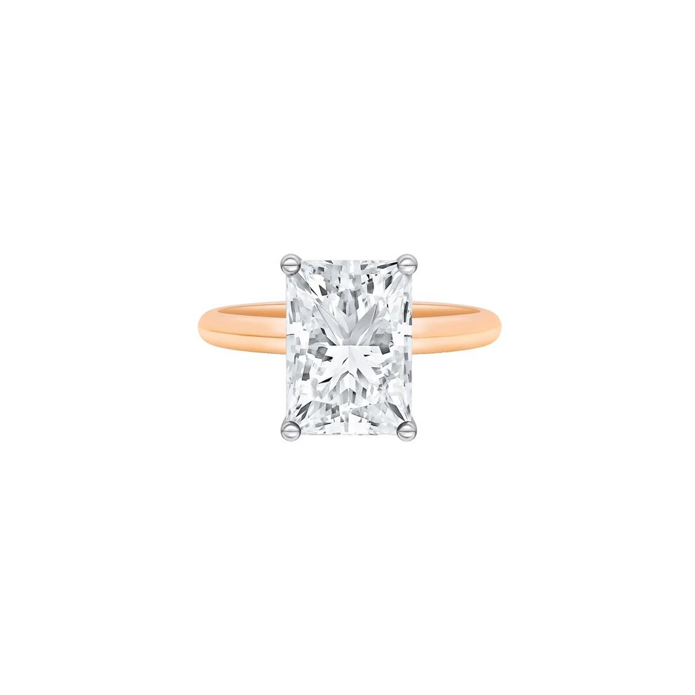 Lab Grown Diamond Radiant-Cut Solitaire Ring in 14K Rose &amp; White Gold (4 ct.) – Image 1 of 4