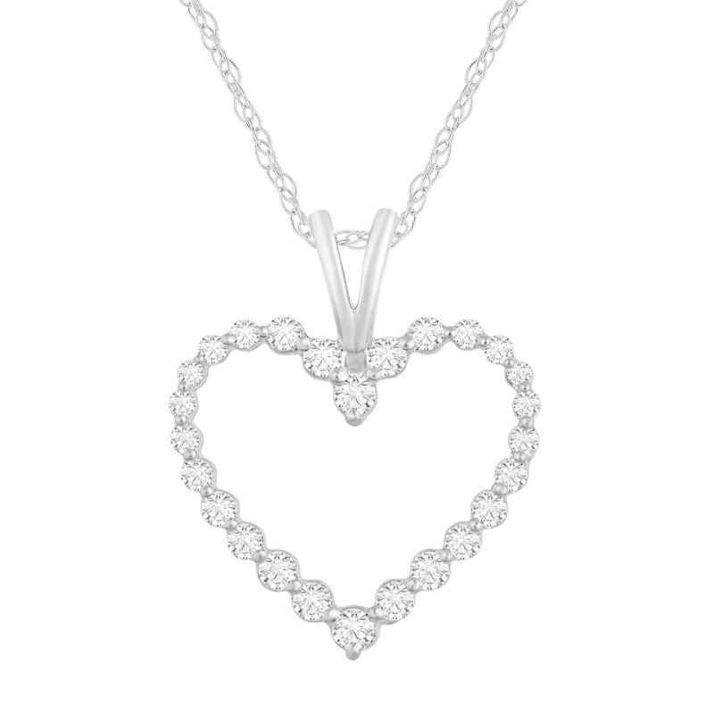  Diamond Single-Prong Heart Pendant in 10K White Gold &#40;1/4 ct. tw.&#41;  – Image 1 of 2