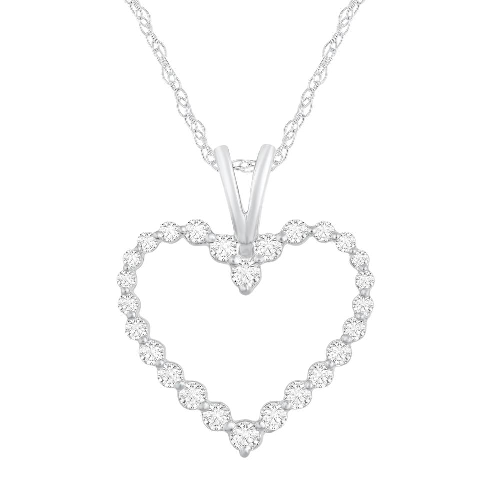  Diamond Single-Prong Heart Pendant in 10K White Gold (1/4 ct. tw.)  – Image 1 of 2