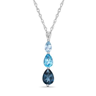 Three-Stone Gemstone and Diamond Accent Pendant in Sterling Silver