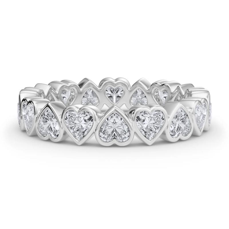 Lab Grown Diamond Heart Bezel Eternity Band in 14K White Gold &#40;2 ct. tw.&#41; – Image 1 of 5