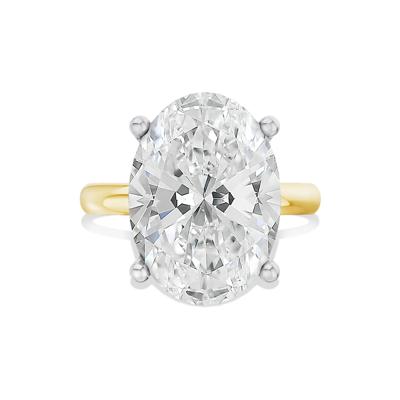 Lab Grown Diamond Oval Solitaire Ring in 14K Yellow & White Gold (10 ct.)