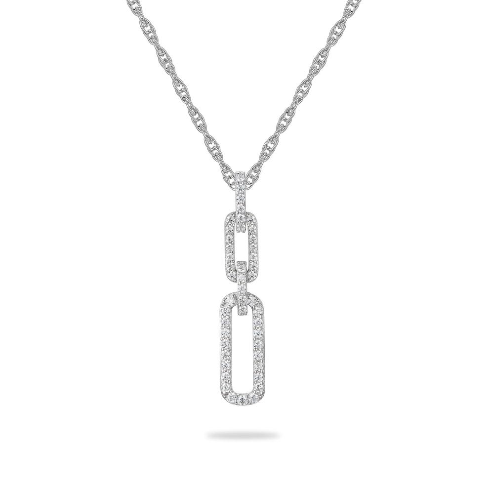 Diamond Chain Link Pendant Necklace in Sterling Silver (1/4 ct. tw.) – Image 1 of 4