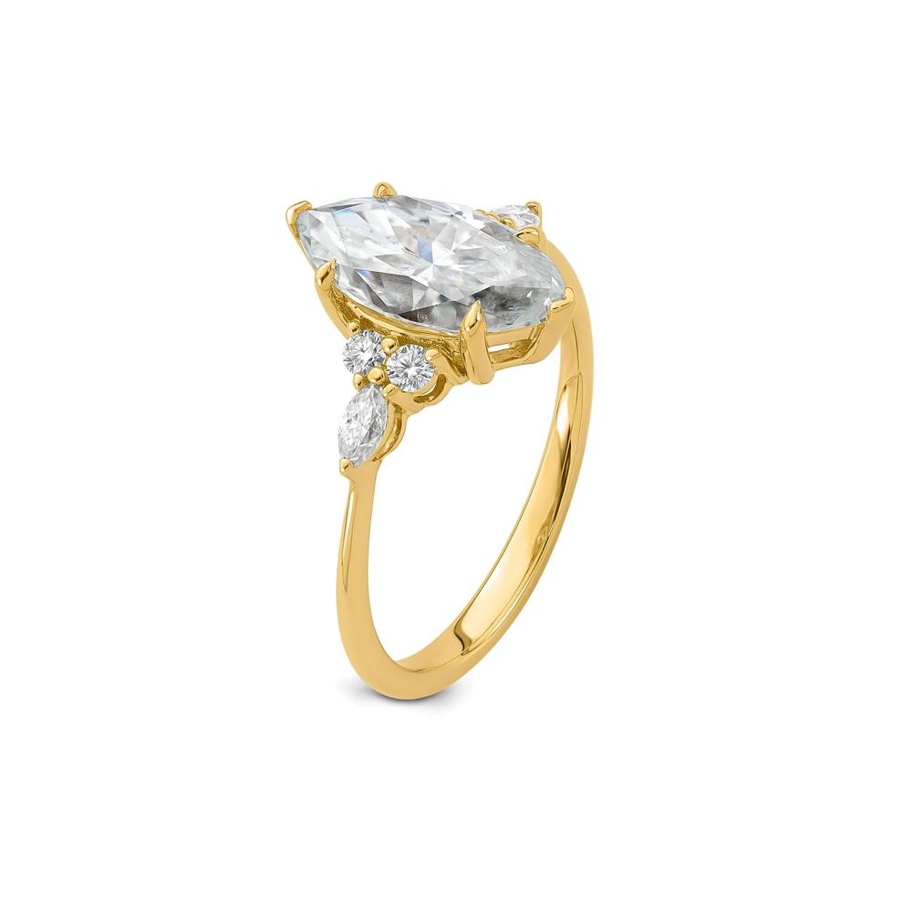 Lab-Created Moissanite Marquise Ring in 10K Yellow Gold (2 1/4 ct. dew) – Image 3 of 3
