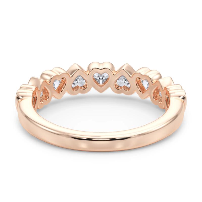 Lab Grown Diamond Heart Bezel Half Eternity Band in 14K Rose Gold &#40;1 ct. tw.&#41; – Image 4 of 5