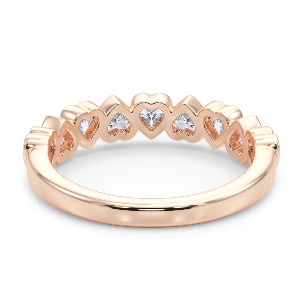 Lab Grown Diamond Heart Bezel Half Eternity Band in 14K Rose Gold (1 ct. tw.) – Image 4 of 5