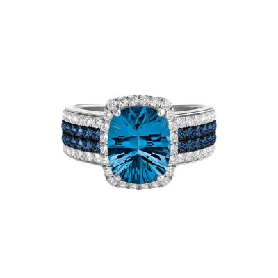 London Blue Topaz & 3/4 ct. tw. Diamond Ring in 14K White Gold