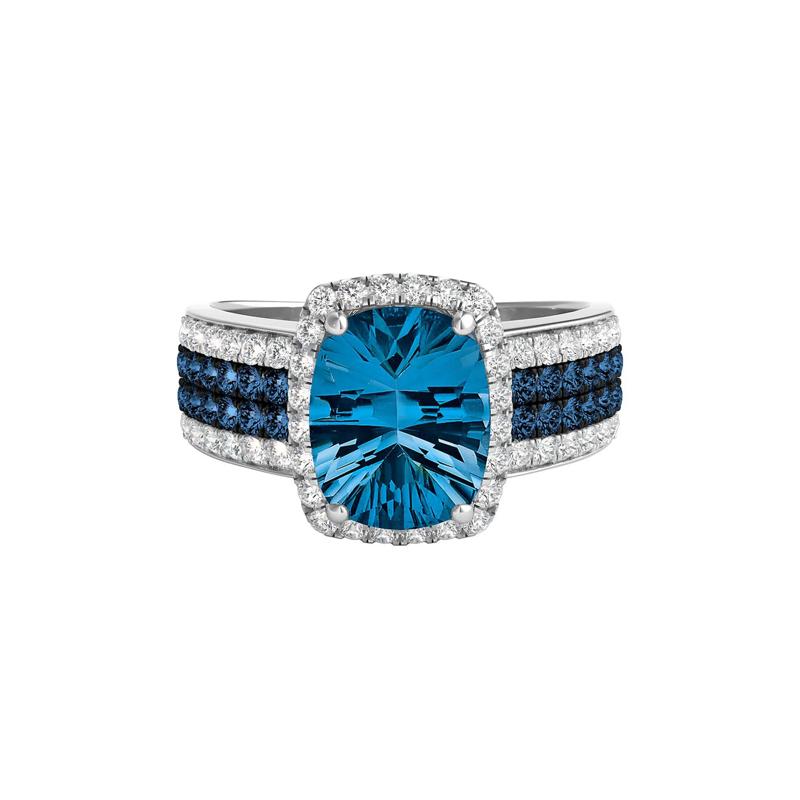 London Blue Topaz &amp; 3/4 ct. tw. Diamond Ring in 14K White Gold – Image 1 of 3