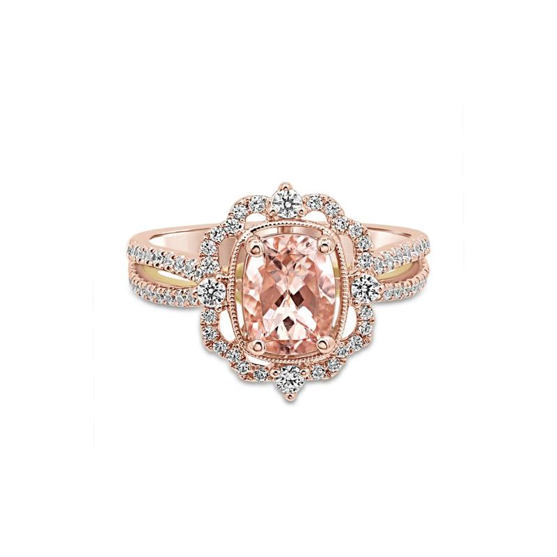 Paulette Morganite &amp; Diamond Engagement Ring in 14k Rose Gold &#40;1/2 ct. tw.&#41;  – Image 1 of 4
