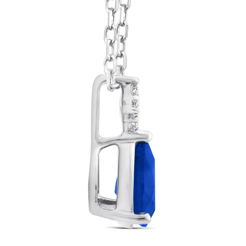 Blue Sapphire and Diamond Accent Drop Pendant in 10K White Gold – Image 2 of 3